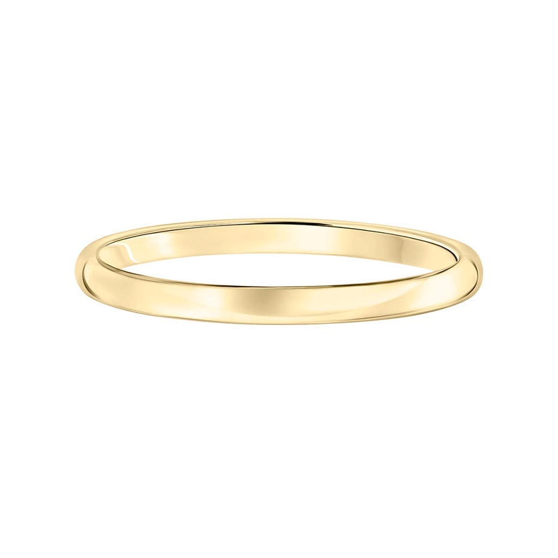 2mm Low Dome Comfort Fit Plain Wedding Band in 18K Yellow Gold, Size 5