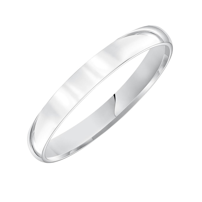 3mm Low Dome Comfort Fit Plain Wedding Band in 14K White Gold, Size 7