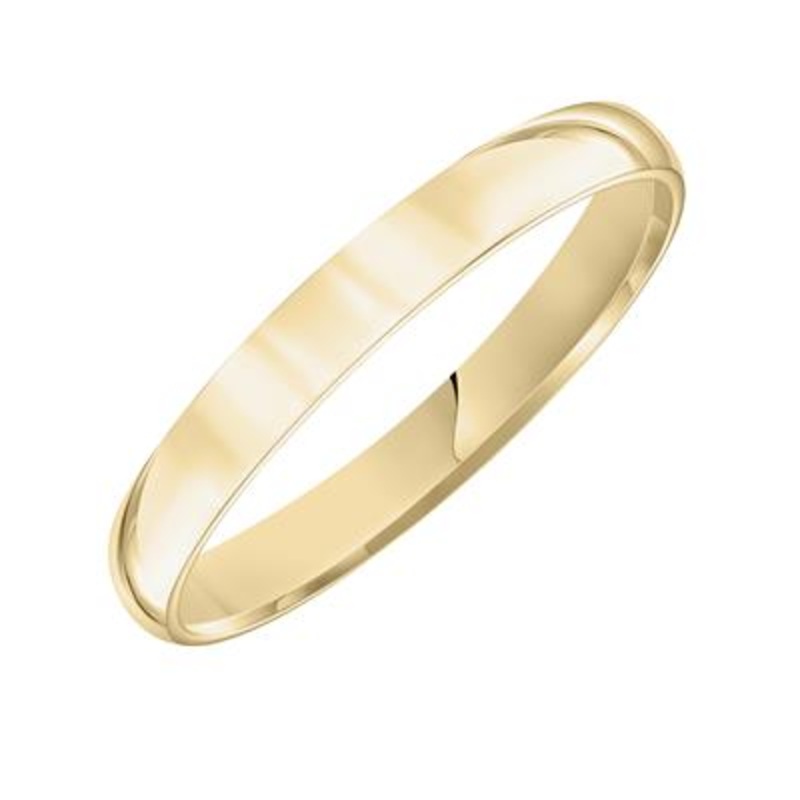 3mm Low Dome Comfort Fit Plain Wedding Band in 14K Yellow Gold, Size 6