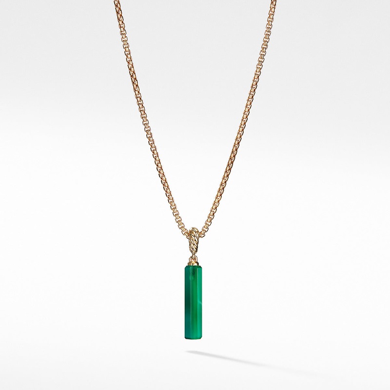 Barrel Charm in Green Onyx with 18K Gold