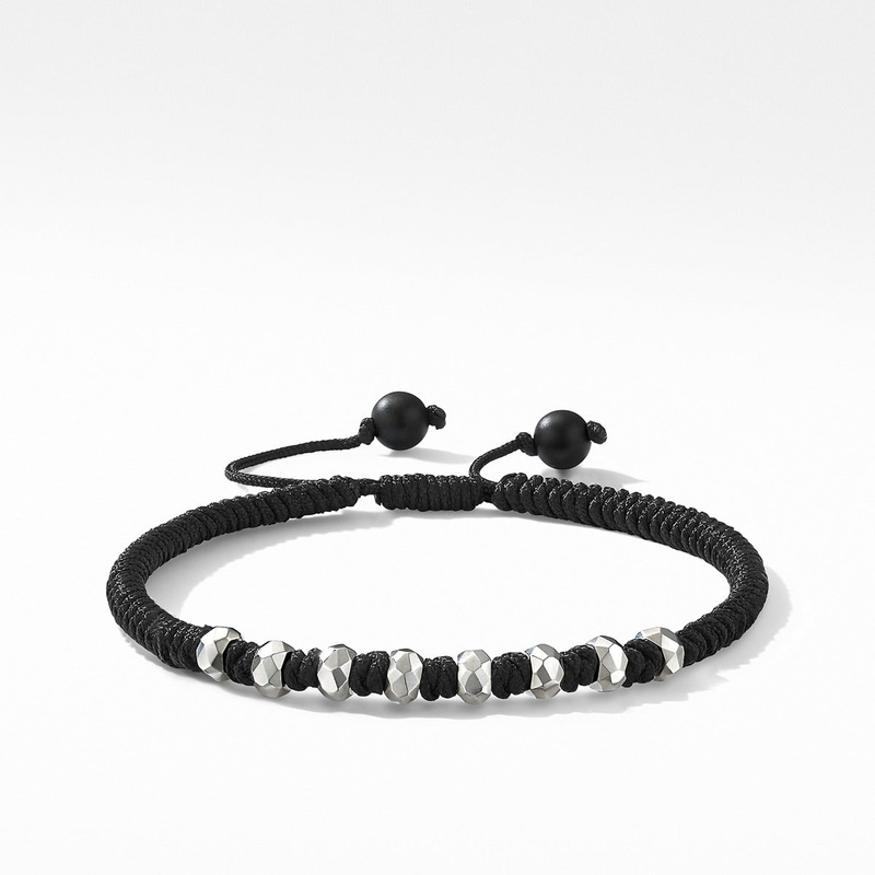 Woven Bracelet in Black with Black Onyx