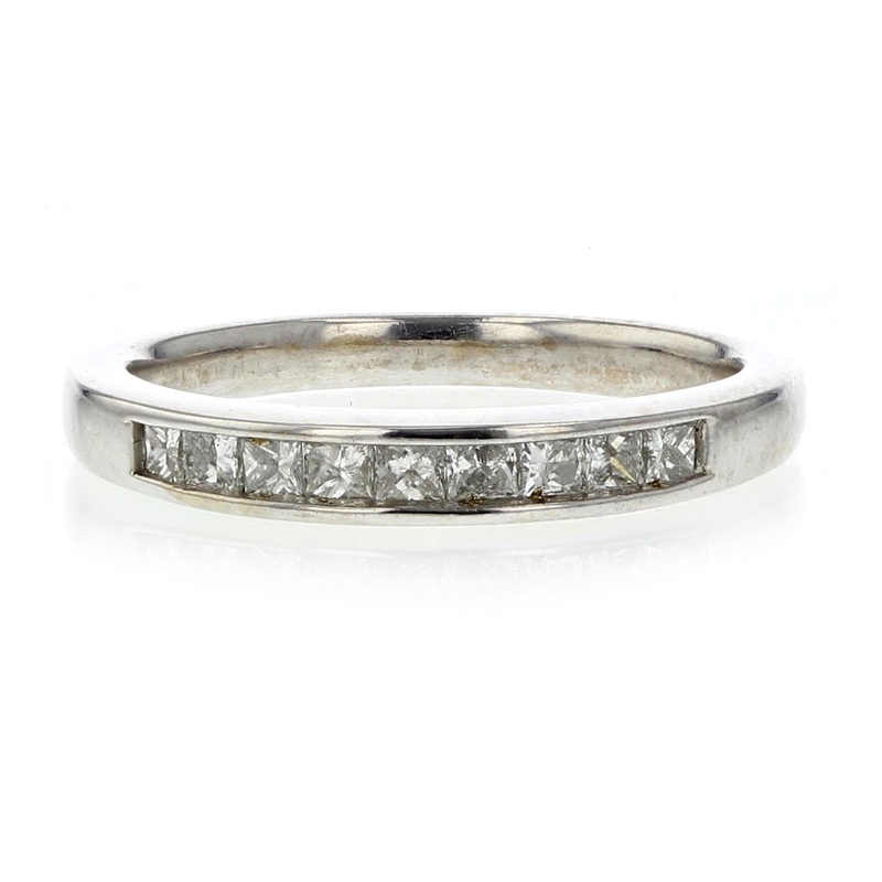 14K Gold Channel-Set Princess-Cut Wedding Band
