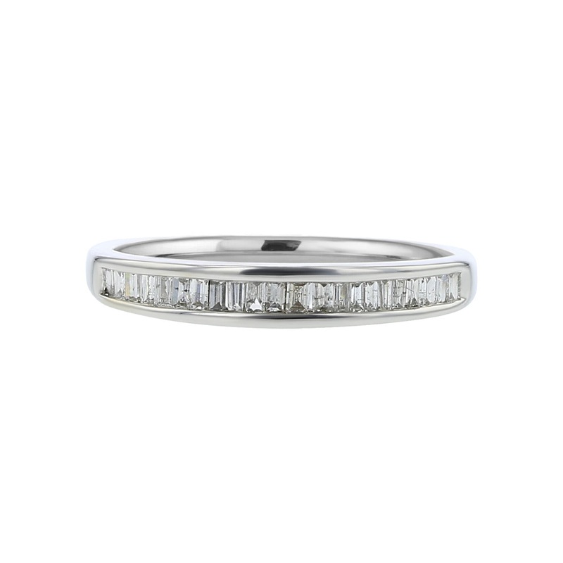 14K White Gold Baguette Diamond Wedding Band