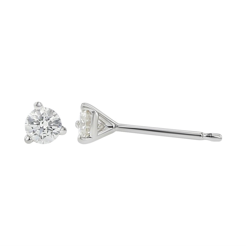 14K White Gold Diamond Martini Stud Earrings