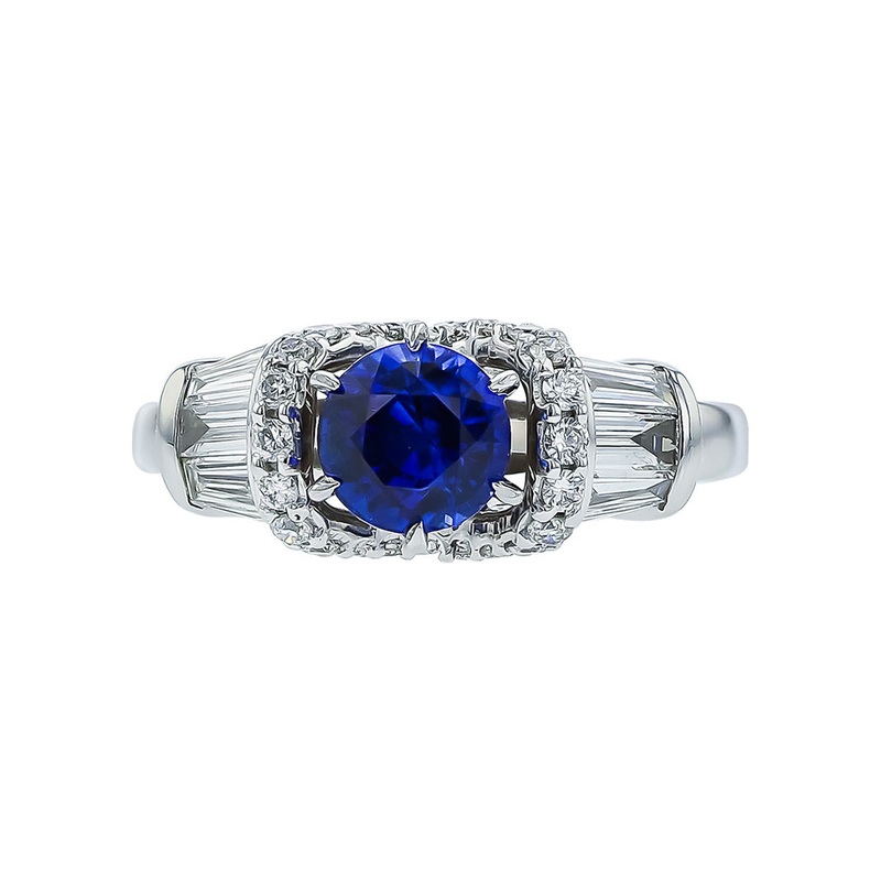 14K White Gold Sapphire and Diamond Ring