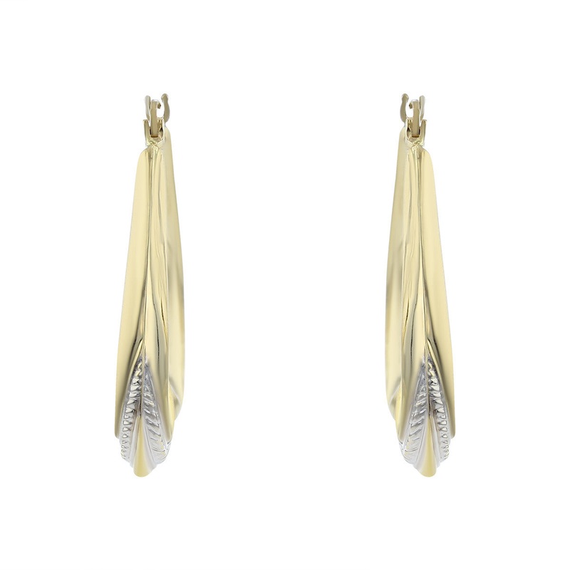 14K Yellow and White Gold Hoop Earrings
