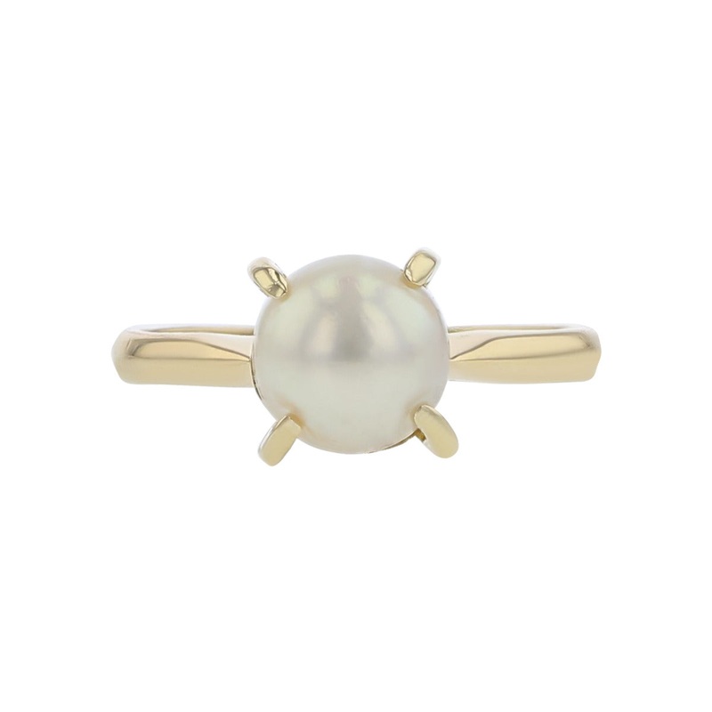 14K Yellow Gold 4 Prong Cultured Pearl Ring
