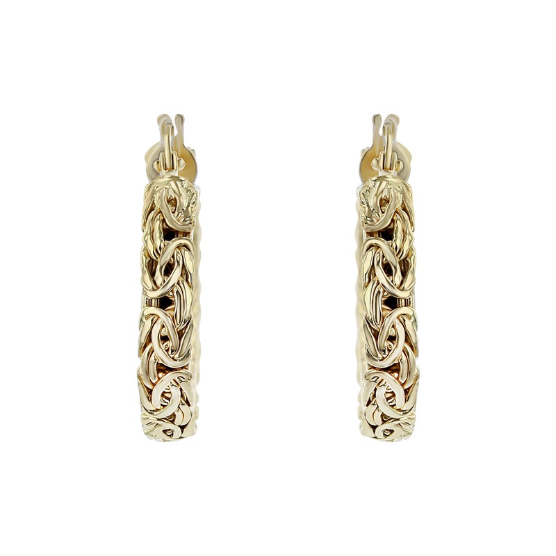 14K Yellow Gold Byzantine Hoop Earrings