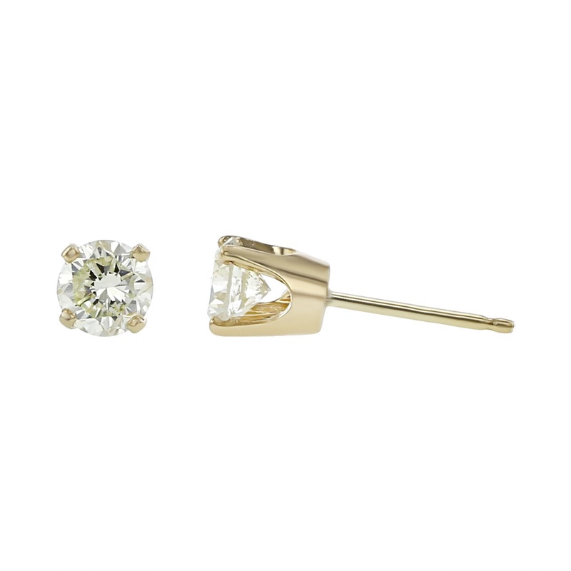 14K Yellow Gold Diamond Stud Earrings