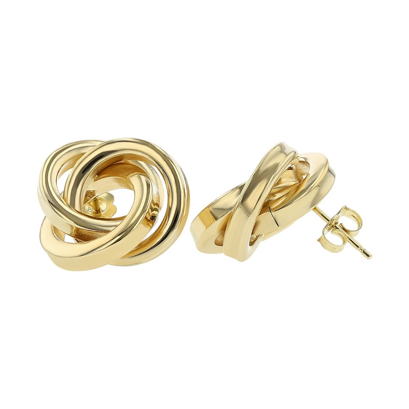 14K Yellow Gold Double Circle Knot Earrings