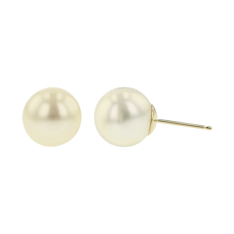 14K Yellow Gold Freshwater Pearl Stud Earrings