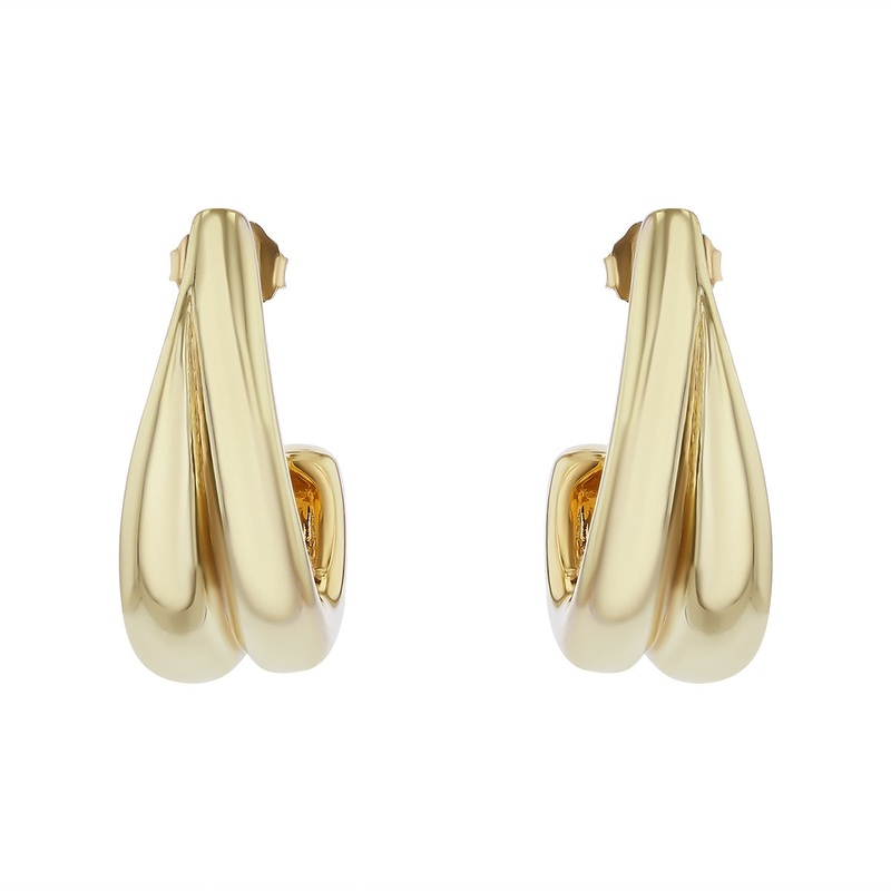 14K Yellow Gold J Hoop Earrings