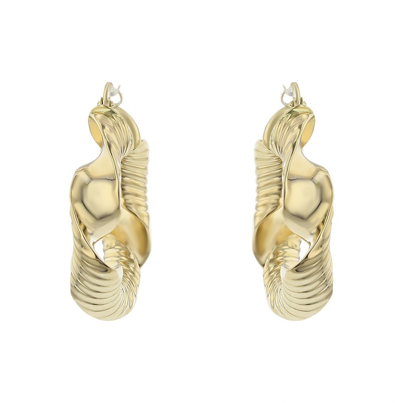 14K Yellow Gold Twist Hoop Earrings