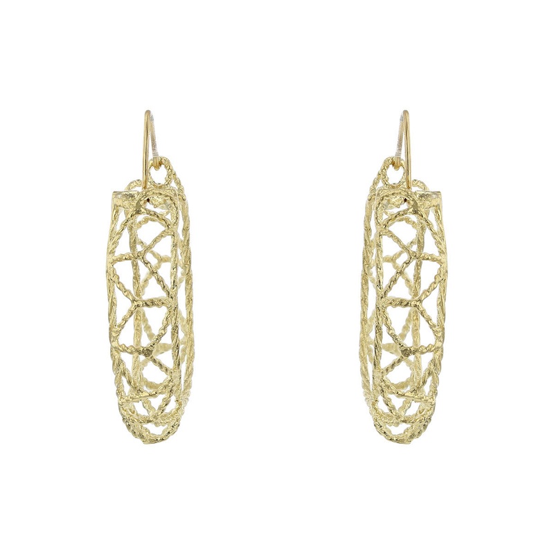 14K Yellow Gold Wire Hoop Earrings