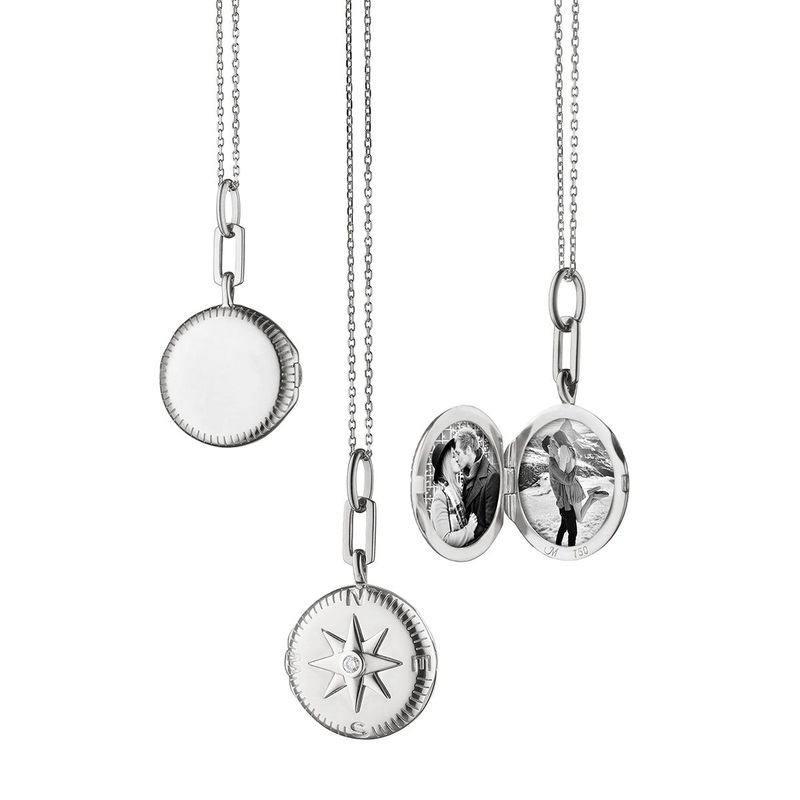 Adventure Compass Locket Necklace with Sapphires