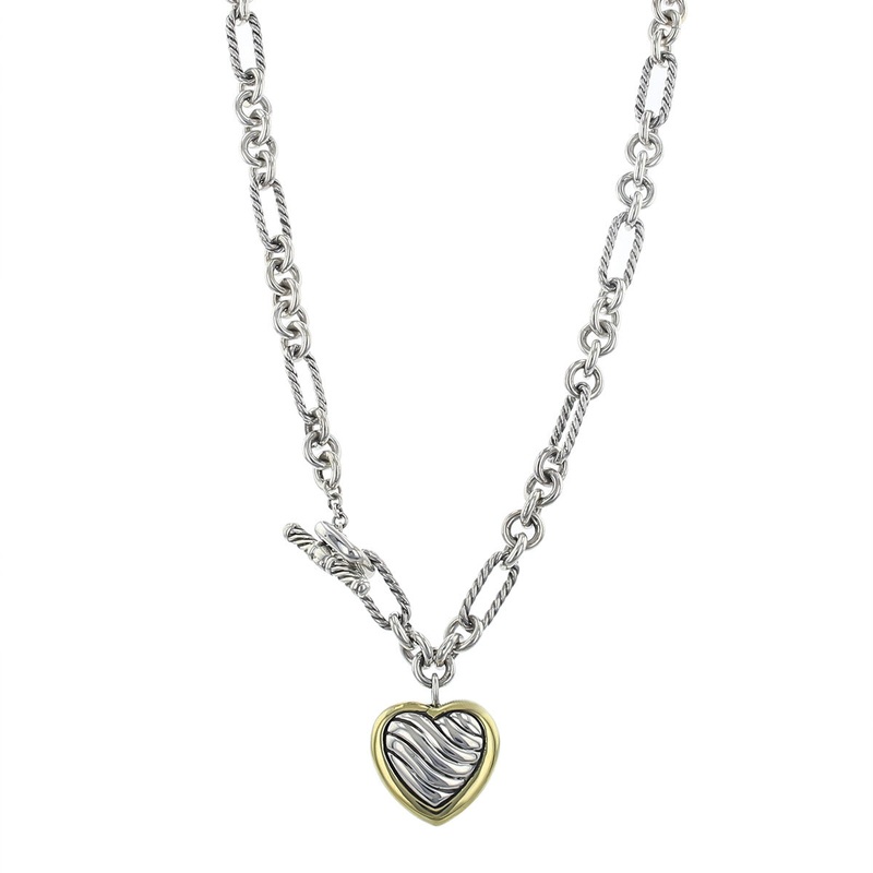 David Yurman Cable Heart Figaro Necklace