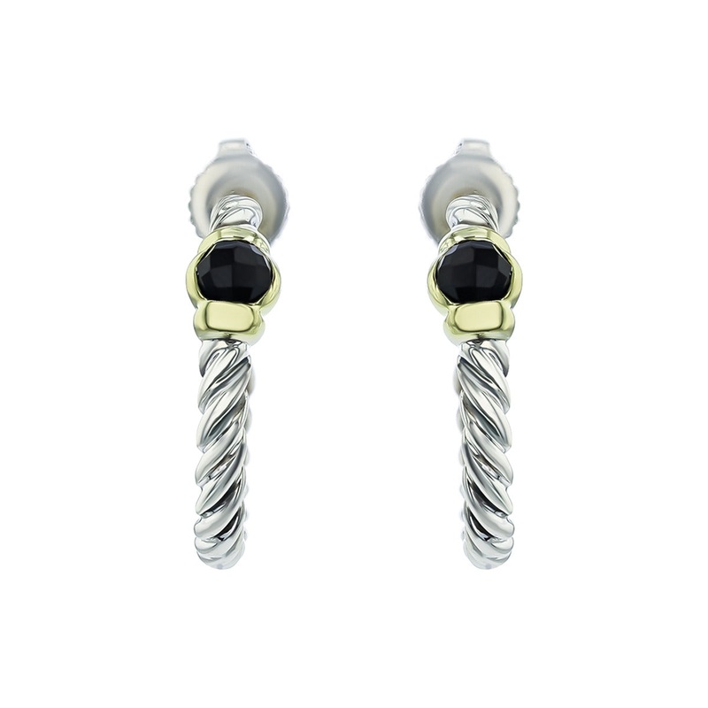 David Yurman Hoop Earrings with Black Onyx