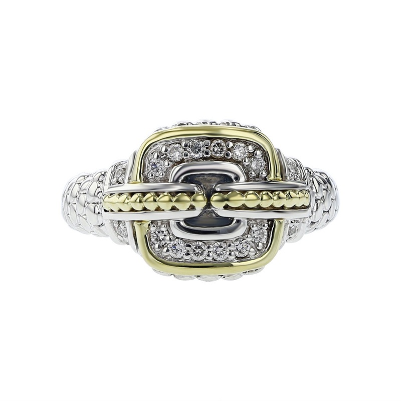 Lagos Caviar 18K Gold and Sterling Ring with Diamonds