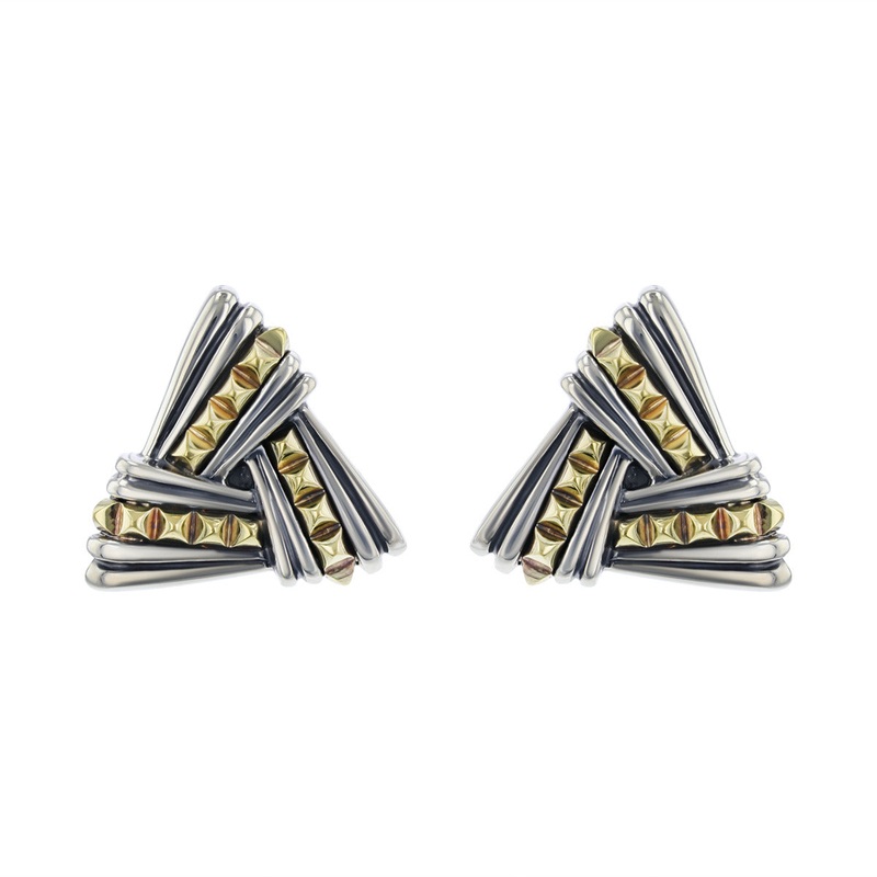 Lagos Caviar Sterling and 18K Gold Earrings