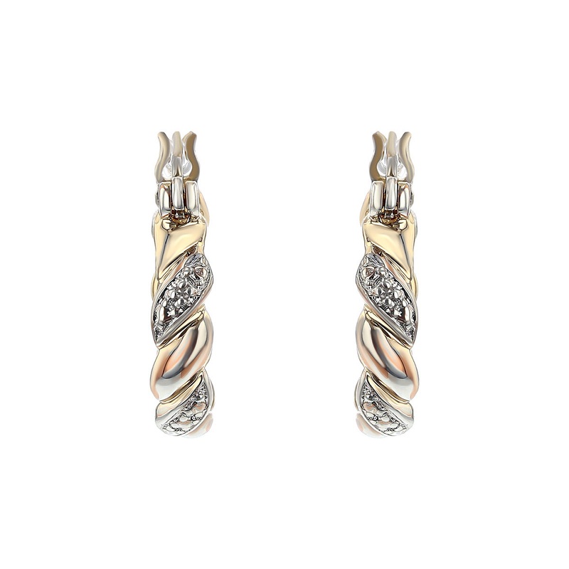 Two-tone 14K Gold Small Twist Hoop Earrings