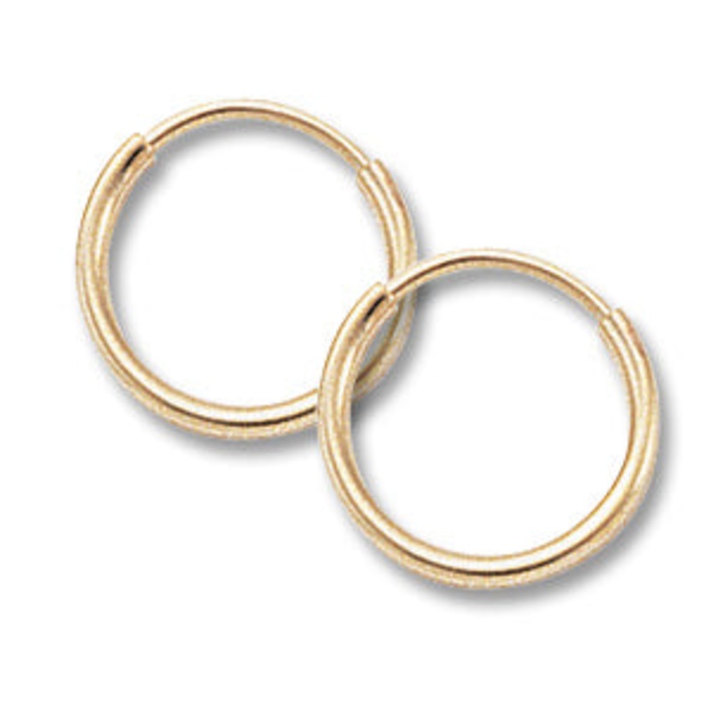 14K YELLOW GOLD 1.5X12MM SMALL HOOP EARRINGS