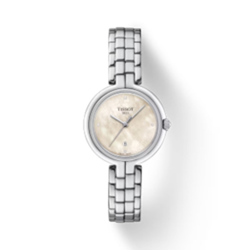 30mm Flamingo Mother of Pearl Diamond Dial Watch in Stainless Steel with Bracelet