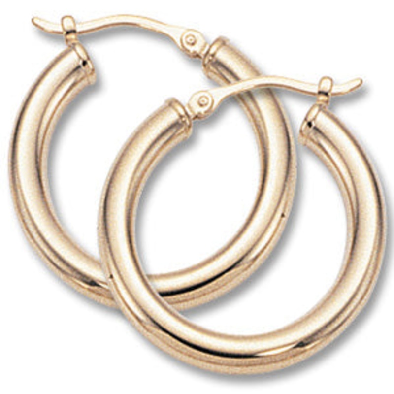 3x20mm Medium Tube Hoop Earrings in 14K Yellow Gold