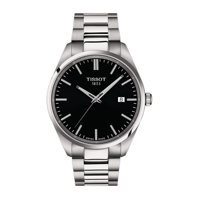 40MM PR 100 SS QUARTZ 100M WATER RESISTANT BLACK INDEX DIAL SMOOTH BEZEL BRACELET WITH DISPLAY