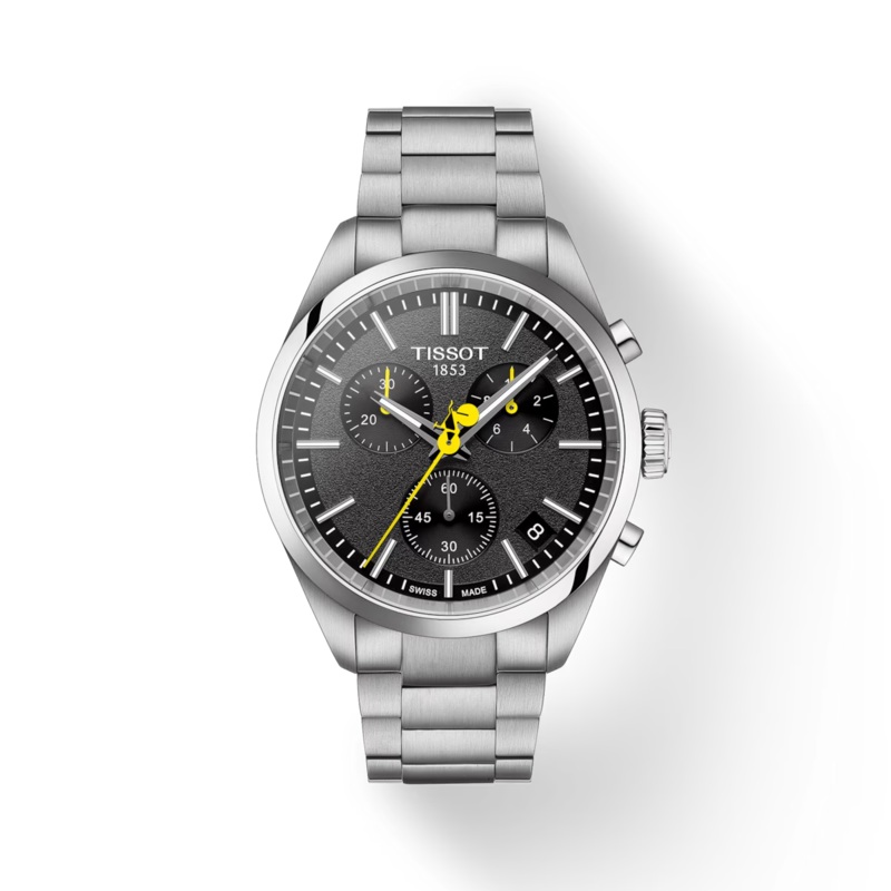 40mm PR100 Tour De France Black Dial Watch in Stainless Steel with Bracelet