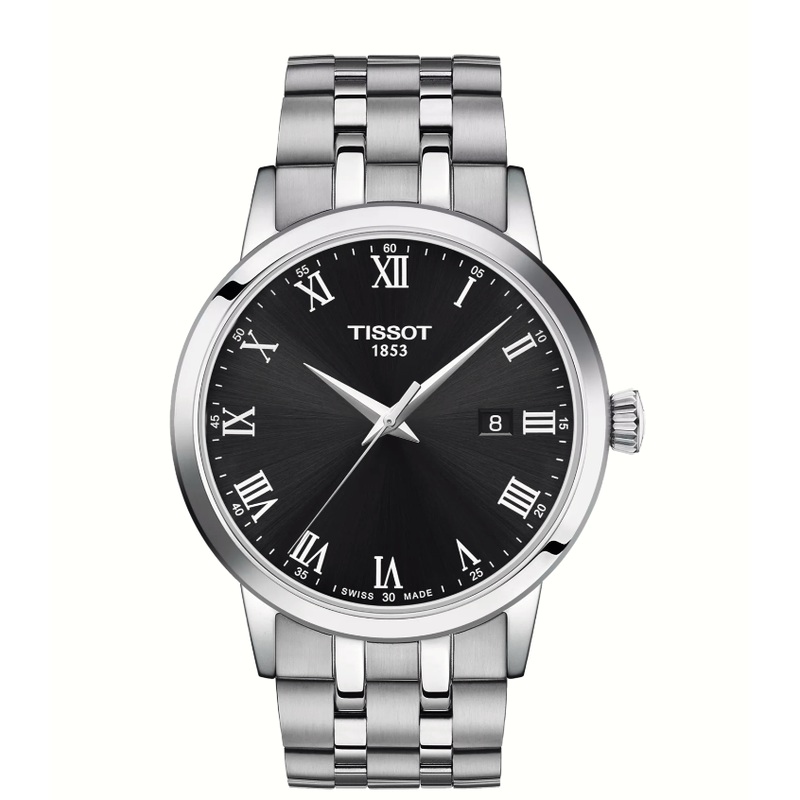 42mm Classic Dream Watch with Black Dial in Stainless Steel, Bracelet