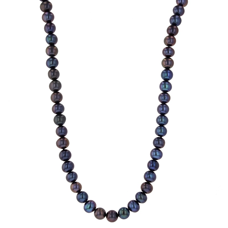 7-8MM BLACK FRESHWATER PEARLS 48" NECKLACE