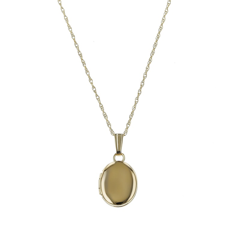 9x19mm Oval Locket with 13" Rope Chain in 14K Yellow Gold