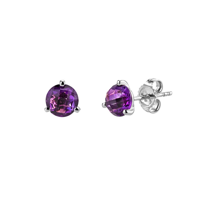 Amethyst 14K White Gold Stud Earrings
