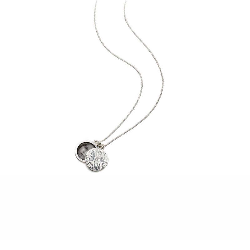 Round Floral Half-Locket Necklace