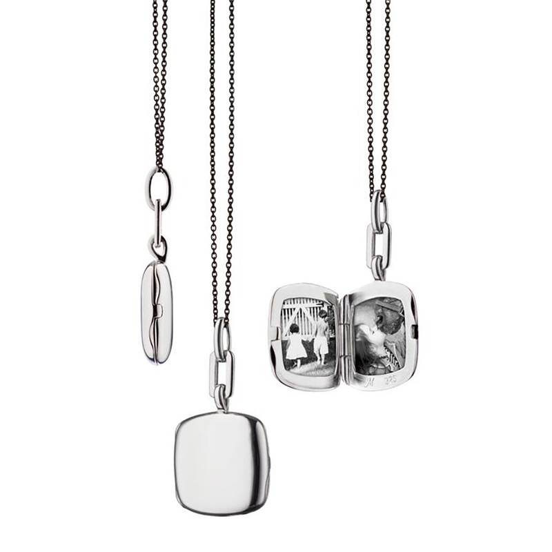 Slim Cushion Viv Locket on Black Steel Chain