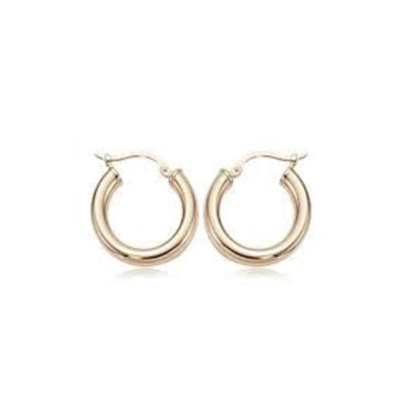 Small Polished Tube Hoop Earrings in 14K Yellow Gold