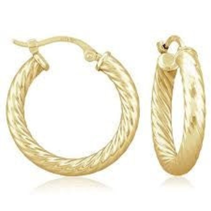Small Twist Tube Hoop Earrings in 14K Yellow Gold