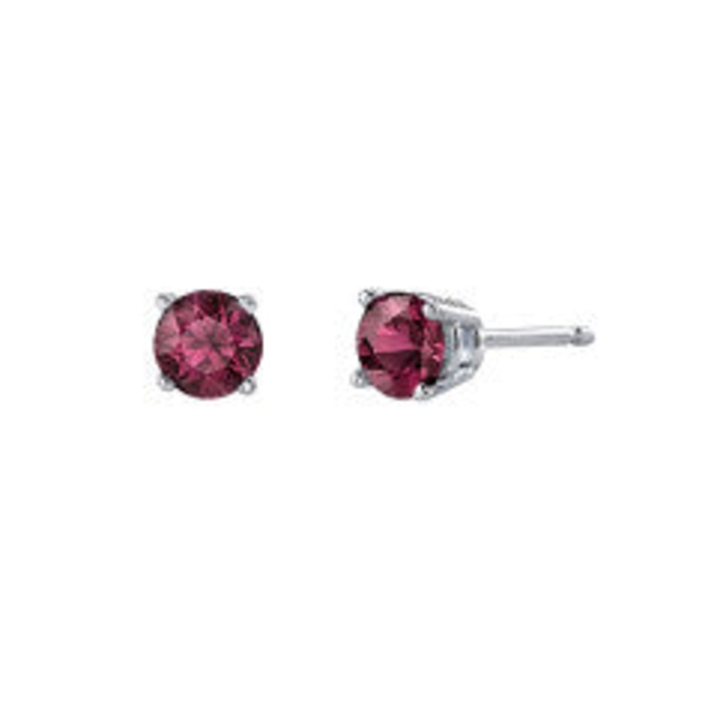 1.22ct Round Rhodolites Basket Stud Earrings in 14K White Gold