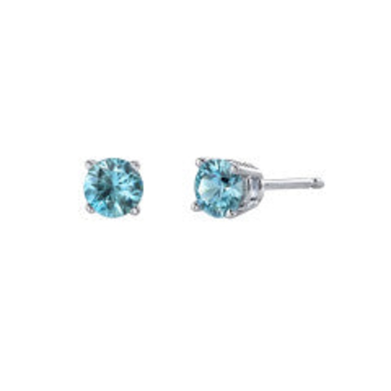 1.70ct Blue Zircons Basket Stud Earrings in 14K White Gold