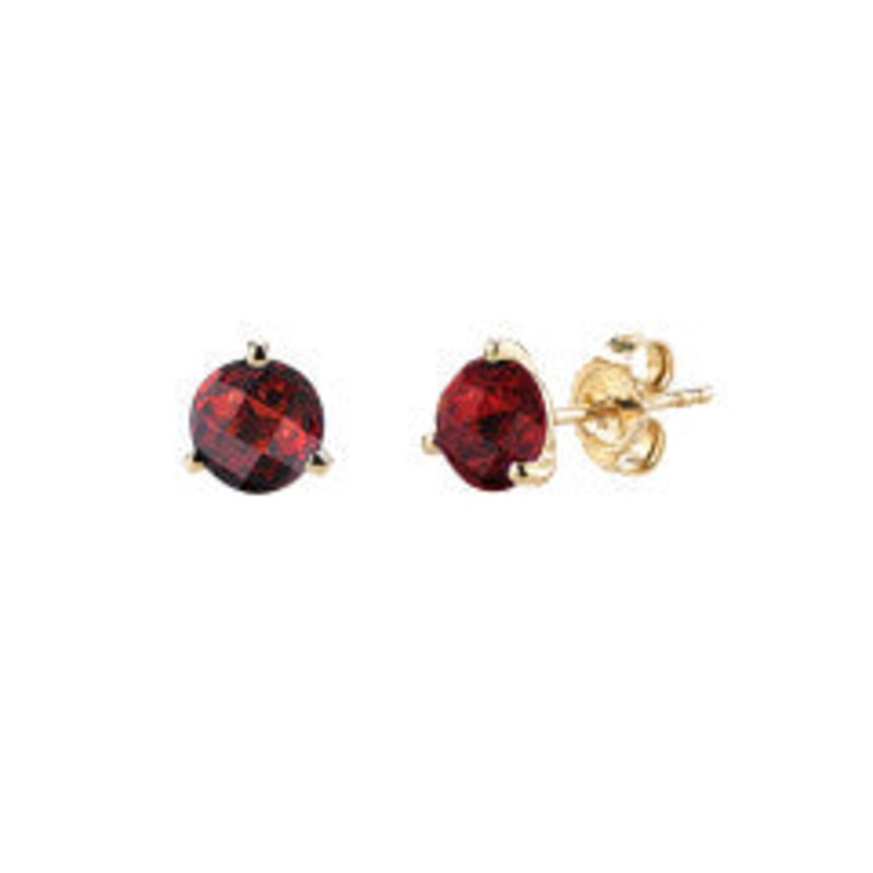 2.16ct Round Garnet Martini 3 Prong Stud Earrings in 14K Yellow Gold