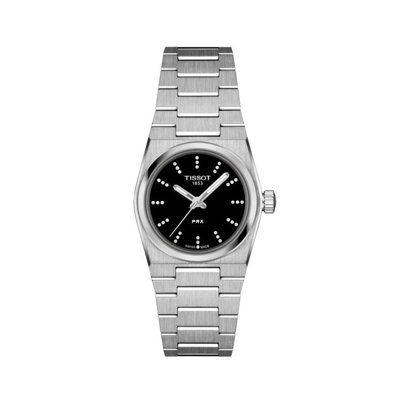 25mm PRX Quartz Watch with Black Dial in Stainless Steel, Bracelet