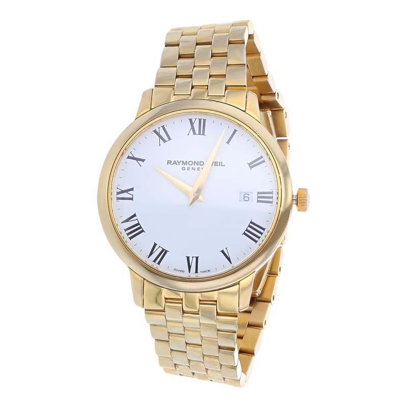 39mm Raymond Weil Toccata Watch with White Dial in Stainless Steel and Yellow Gold PVD, Bracelet