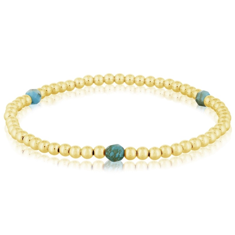 3mm Gold Filled & Turquoise Beaded Bracelet