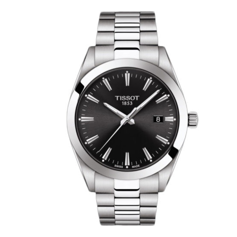 40mm Gentleman Watch with Black Dial in Stainless Steel, Bracelet
