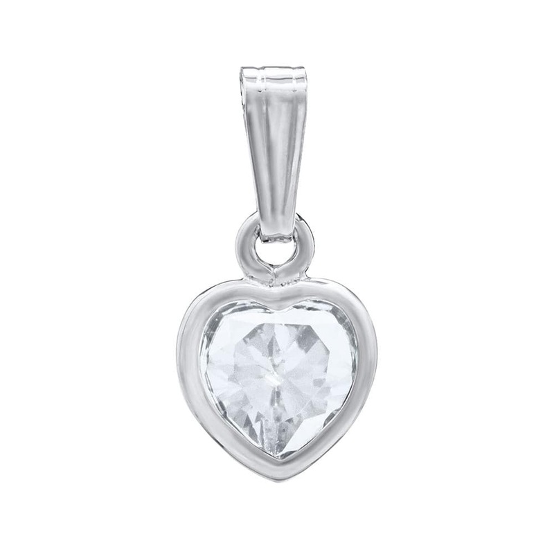 Cubic Zirconia Heart Charm Necklace