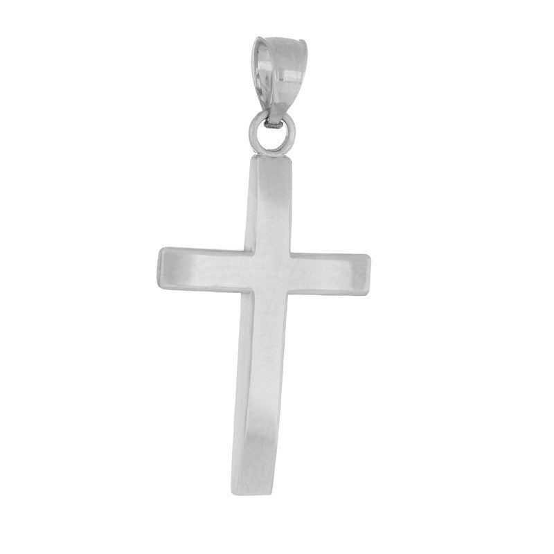 Simple Cross Pendant only in 14K White Gold