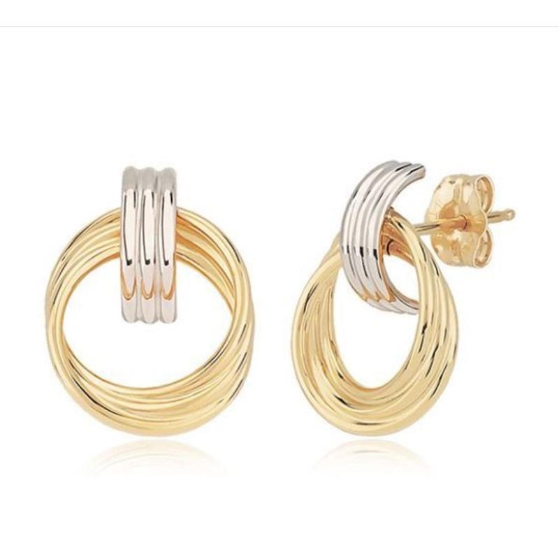 Small Doorknocker Earrings in 18k Yellow and White Gold