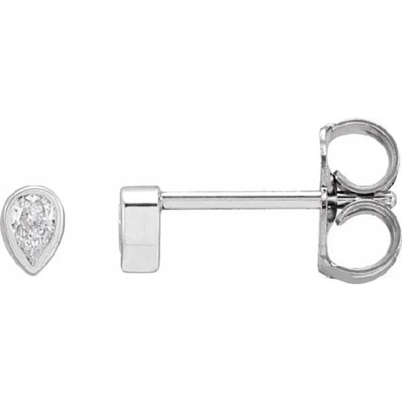 Small Pear Shape Bezel Set Studs
