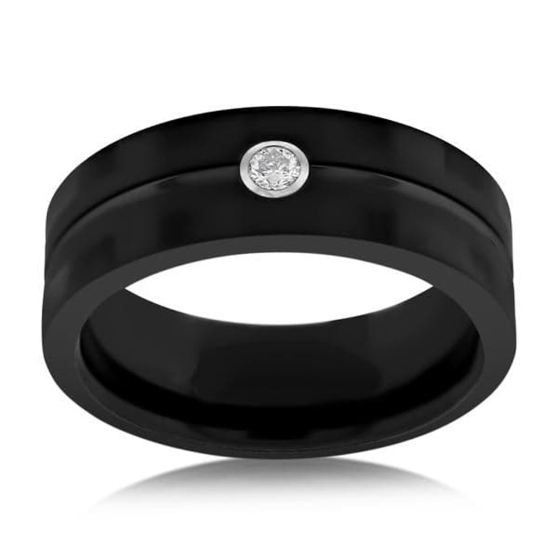 TRITON Tungsten & Diamond Wedding Band