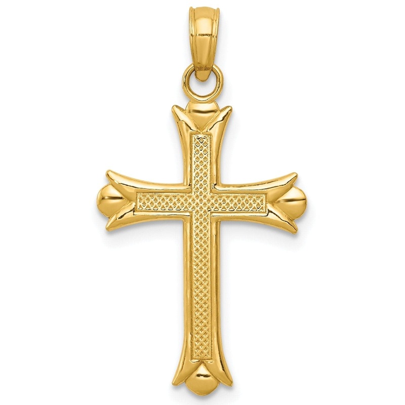 Yellow Gold Fleur De Lis Cross pendant